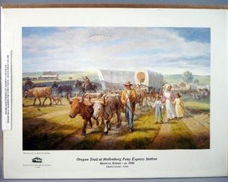Signed/Limited Charles Goslin Print Entitled: "Oregon Trail At Hollenberg Pony Express Station, Hanover, Kansas - Ca. 1860"