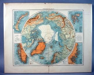 Large Double-Page Map Of The North Polar Region, 1901