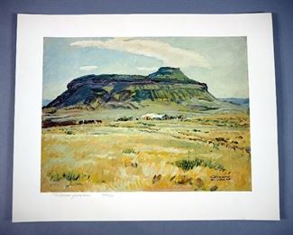 Signed/Numbered Robert Lougheed Color Lithograph, #168/250, Titled "Bell Ranch, NM"