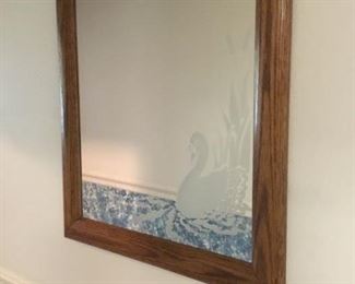Swan etched mirror