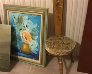 Vintage stool, Lots of paintings & pictures