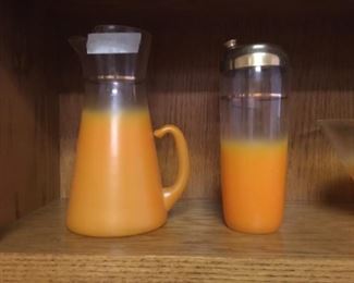 Blenko pitcher And Blenko drink mixer