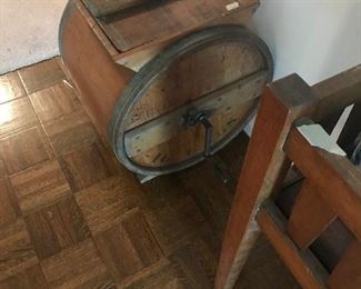 Closeup of vintage butter churn