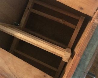 Closeup of inside of vintage butter churn