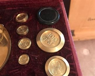 Vintage scale & weights in box