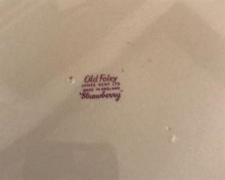 Brand on Old Foley plate and server - made in England - Strawberry pattern