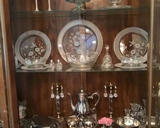 China cabinet dishes & silver