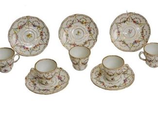 1. Five 5 Dresden Tea Cups and Saucers