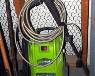 Greenworks 1500 PSI Electric Pressure Washer, Wire Varmint Trap, Pick Ax, Pry Bars, And More