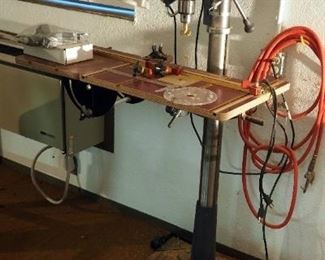 Ridgid Drill Press, Model DP15501, On Adjustable Stand, Includes Woodpecker's Table And Hardware
