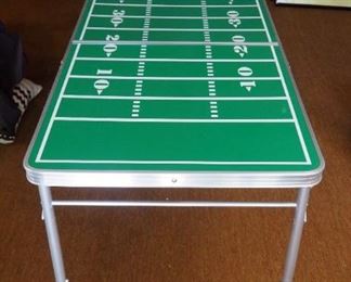 Aluminum Folding Pong Tournament Table (27.5" x 94.5" x 24"), Includes Framed Beer Pong House Rules Poster