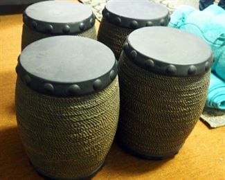 Drum Style Composite Outdoor Side Tables/Plant Stands/Seats, 19" Tall x 15" Round, Qty 4