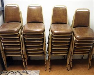 Stackable Upholstered Chairs, Qty 27; And Folding Card Table