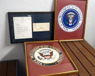 Framed Seal Of The President Of The United States And Vice President Of The United States, Framed Letter From Gov. Bill Graves Wishing DJ Paul