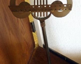 Adjustable Metal Music Stand And Antique Brass Horn