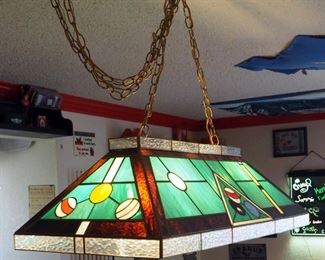 Stained Glass Billiards Lighting Fixture, 38.5" x 18"