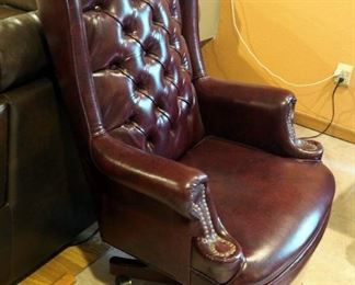 Alera Rolling Button Tufted Executive Chair With Nailhead Trim, 46" x 30" x 27"