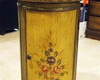 33" x 14.5" Round Accent Cabinet With Stone Top, Single Drawer, And Shelf