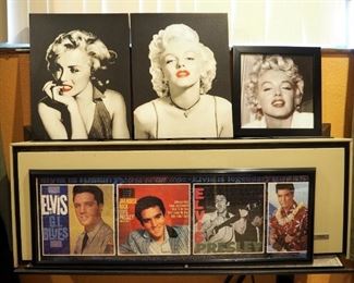 Marilyn Monroe Wall Art Including Matching Canvas Prints (19x14.5) And Framed Photograph Print With Elvis Framed Puzzle (13"x 36")