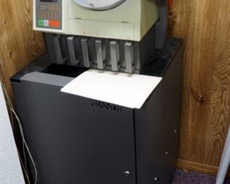 Brandt Model 957 Coin Counter On Rolling Metal Storage Cart, No Key, Cart Measures: 32" x 22" x 23", Includes Accessories And Operator's Manual