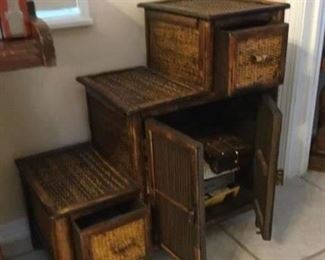 3-tier rattan stand w/storage drawers 23" x 12" x 24" $75