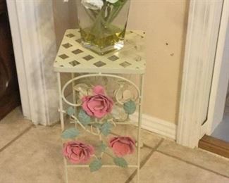 Small metal rose plant stand 8" x 8" x 15" $15