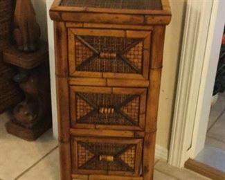3-drawer small rattan chest 14" x 10" 28" $45