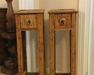 Two rattan square plant stands 8" x 8" x 24" $30 for the pair