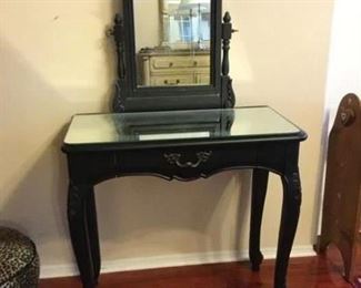 Sweet black vanity with custom made protective bevelled glass  $100