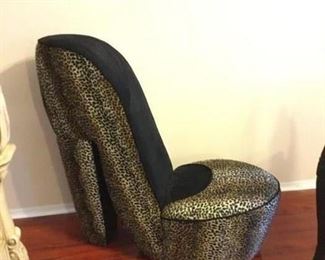 Vintage leopard high heel shoe seat $150