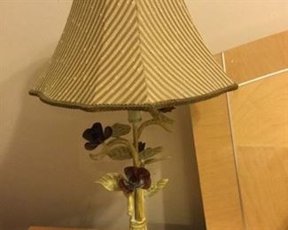 Two identical metal rosebud lamps, 25" tall $40 for the pair