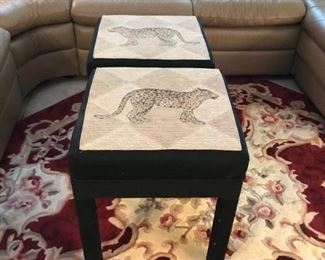 2 animal print tables/seats 16" x 16" x 20" $50 for the pair