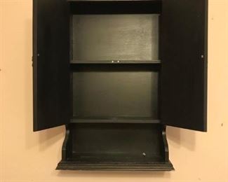 Inside of library themed decorative wall cabinet 18 x 27 x 6.5 $20