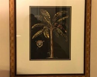 Framed palm tree picture, 18 x 21, $10