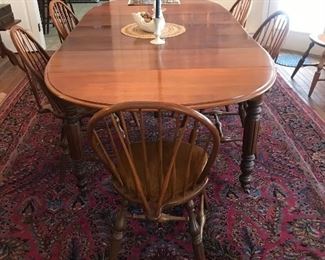 Beautiful cherry antique dining table and 8 Windsor maple chairs