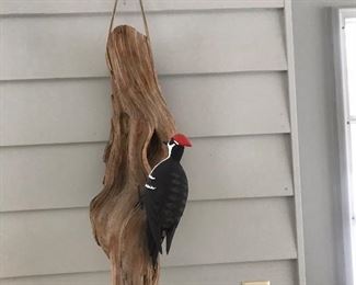 Hand carved woodpecker