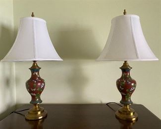 Pair of cloisonné lamps