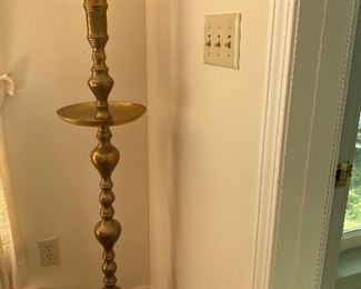 Vintage brass floor pillar candle holder