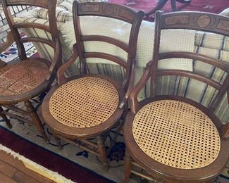 4 antique cane seat chairs