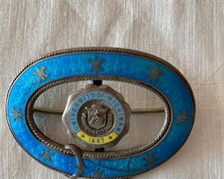 Antique enameled University of Michigan brooch