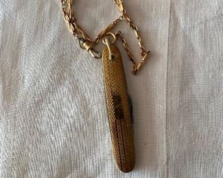 14k gold chain with antique pocket knife