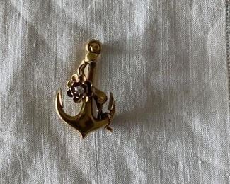 14k antique anchor pin