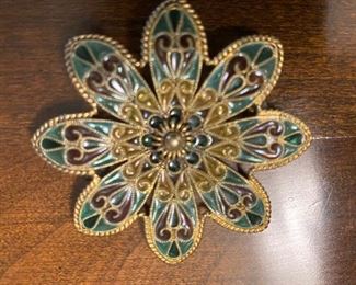 Johan G. Kjaerland gilt Sterling brooch