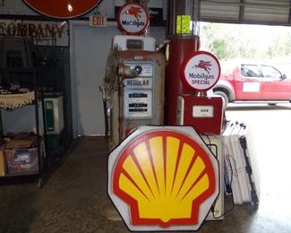 Shell Sign - Vintage Mobil Gas Pumps