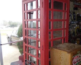 Vintage Red English Telephone Booth - Coke Ice Box