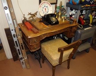 Vintage Sewing Machine and Chair
