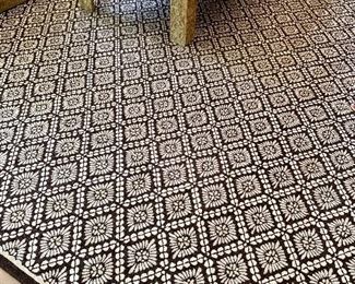 $2,200 JSL Carpet Corp custom hand tufted 100% wool area rug, 11'4" x 18'4"  Chocolate and cream colored