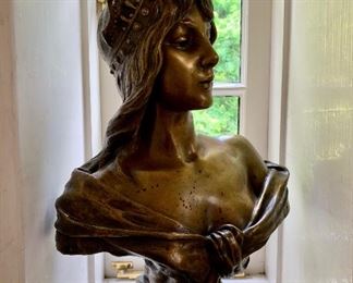 $1895 Emmanuel Villanis "Favorite" (French 1858-1914) Cast Bronze Figural 23"H x 14.5"W