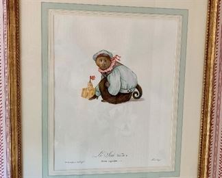 $275 Custom framed and matted monkey prints 28.75"H x 24.5"W