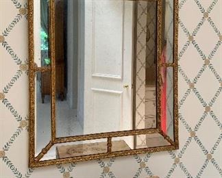 $350 Wood and glass mirror with "antique glass" 31"H x 26.5"W (Burlwood jewelry box sold separately)